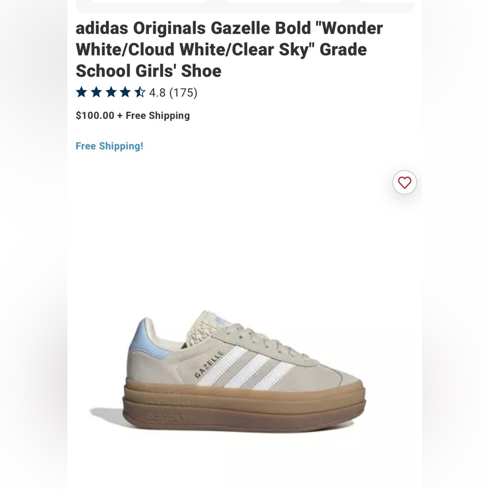 ADIDAS Gazelle Bold Platform Sneaker US 4.5 wonder white/ cloud white